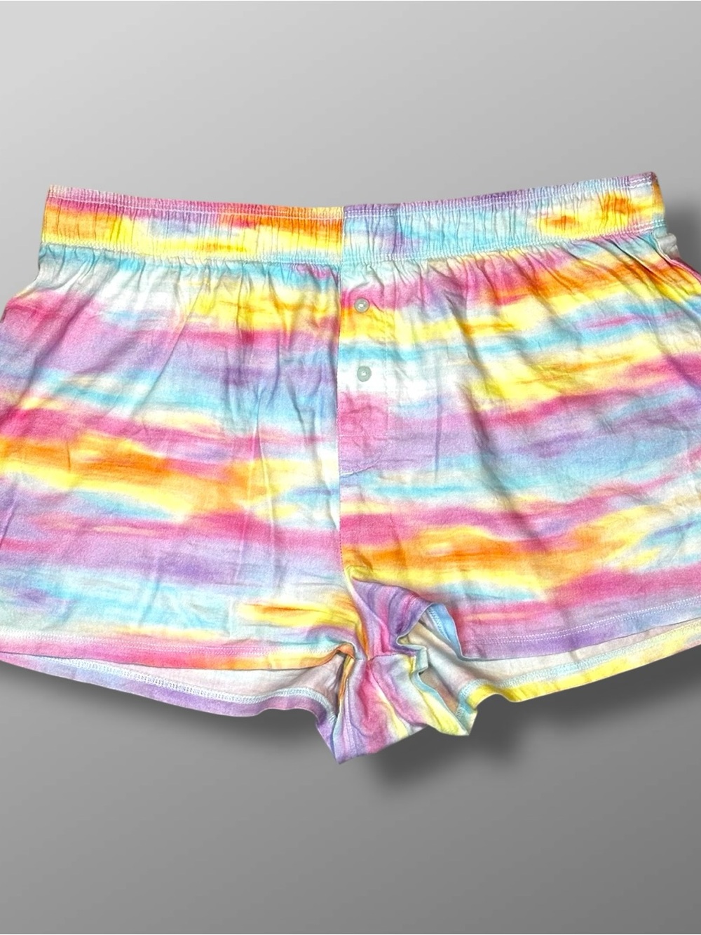 VS PINK Boxy Sleep Shorts Rainbow Sunset Tie Dye Flannel Women’s M Ombré